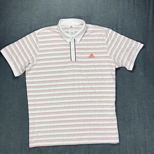 Adidas Golf Polo Performance Shirt Mens XL White‎ Stripes Preppy Classic Sporty